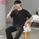 
LangSha men's pajamas summer short-sleeved trousers cotton loose plus size young middle-aged dad breathable home clothing sports suit A short-sleeved trousers men 2677 L men (95-120 Jin [Jin equals 0.5 kg])