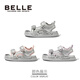Belle Children's Shoes Girls Sandals 2025 Summer New Children's Open-Toe Beach Shoes Soft Sole Casual Sports Sandals for Middle and Large Children Silver 26 Foot Length 15.8-16.4cm