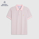 Brooks Brothers/Brooks Brothers Herren 25 Frühlings- und Sommer neue Baumwollgolden-Schaf-Farbbündel Streifen kurzärmelige Polo-Hemd B695-Pink S