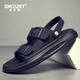 Snguny High-Light Luxury Sandals de marca de lujo 2025 Summer NUEVO VERSATILE VERSATILE SUGLO SOLO PLAYA CAPATOS UTS ANTERIORES ANTERIORES Y COODES NEGRO 9903 44 (270 mm)