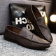 Pang Donglai DL summer breathable versatile and comfortable casual leather shoes British trendy men's shoes 2025 non-slip one-foot laziness D829 black 42