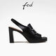 FED high heel fish mouth sandals summer new women's shoes black leather sandals women's S0414-YA572 black 35