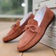 Yiliangying Doudou Shoes Men's Spring 2024 Nuevo mate de terciopelo inverso de terciopelo y pedaleo zapatos de cuero pequeños Loves Driving Shoes D753 Caki, disparo pequeño, gran tamaño 43