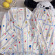 
S.SOFEA women's spring and autumn cute cartoon plaid cloud cotton pajamas home clothes set can be worn outside 826# pink plaid dog 170 M