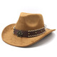 Xinbucks Western Cowboy Hat topper hommes et femmes européens et américains punk éteinte jazz chapeau minoritaire minoritaire en laine rolded chapeau marron (universel pour les hommes et les femmes)