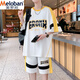 
Meiluobon MELOBAN Summer New Casual Sports Set Boys Hong Kong Style Loose Matching Trendy and Handsome Shorts Shorts Two-Piece Set 687 Black M Reference 80-100Jin [Jin equals 0.5 kg]