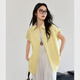 Vanciman Pure Cotton Women's Short-Searved Camiseta para mujeres 2025 Summer NUEVA Camisa simple Simple Lapa suelta Top M9859 Lemon Yellow L