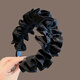 Aitanfang headband light luxury women's model 2025 new wide black pleated high skull headband showing face small temperament pressure hairpin hair hole black pleated headband