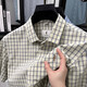 Old man head (LAORENTOU) pure cotton summer new men's short-sleeved shirt business casual plaid half-sleeved men's top shirt middle-aged and young AN15271 khaki 2XL