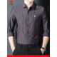 Montagut Herren Mulberry Seide Langarmed Hemd im Herbst Dad Casual Striped Revers Shirt Männer 9928-Black M 165 Geeignet für 100-115jin [Jin gleich 0,5 kg]