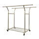 Double rod clothes rack thickened 304 stainless steel quilt floor-standing balcony household clothes rack can be customized 304 stainless steel high and low style telescopic 200 length*1421