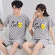 Les couples modaux habillent des pyjamas pour les femmes en été en été pur coton pur mince des vêtements de garçons à manches courts à manches à carreaux décontractés et à taille plus costume q1392 carré smiley à manches courtes l 4x taille [suggéré 190-k