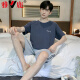 Yalu Pyjamas Männer rein Baumwolle Sommer plus Fett Plus-Größe voller Baumwollmänner Sommer-Heimkleidung kurzärmelige Jugendkoreanische koreanische Art dünne halbärmelige 9928# [Kurzärmel-Shorts] l [90-125jin [Jin gleich 0,5 kg]]