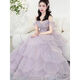 Purple engagement evening dress high-end light luxury niche student day adult ceremony princess dress one-shoulder toast dress bride purple XS