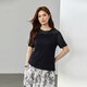 Show de fibra [Camiseta de lysel versátil de cuello redondo plisado con sensibilidad de diseño] Gran tamaño Fat MM2025 Summer Nuevo estilo 1396 Negro 6xl