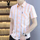 Playboy (PLAYBOY) plaid shirt men's short-sleeved summer casual handsome Korean style slim-fitting trend men's shirt versatile half-sleeved inch shirt 838 yellow M 80-104Jin [Jin equals 0.5 kg]