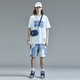 
Guyouka (GUUKA)/SANK co-branded white short-sleeved T-shirt for men's trendy brand Liu Yu same hip-hop pure cotton sports half-sleeved T loose white F3887 XS