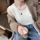 Yu Zhaolin knitted suspender vest for women round neck fashionable pair of breasts outside and sleeveless inner base top

