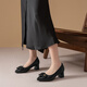 
Red Dragonfly Leap Moon Shoes High Heels 25 Spring Thick Heels Women's Shoes Pointed toe Workplace Small Leather Shoes Single Shoes WLB15124 Black 38