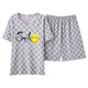 Les couples modaux habillent des pyjamas pour les femmes en été en été pur coton pur mince des vêtements de garçons à manches courts à manches à carreaux décontractés et à taille plus costume q1392 carré smiley à manches courtes l 4x taille [suggéré 190-k