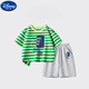 Disney Boys Anzug Sommer Neue Kinder Baumwoll-T-Shirt-Shorts Anzug Big Children's Striped Kurzärmelte-Sporthosen Zweiteiler DDB13688 GRAY + N11762K Schwarz 140 cm Höhe 130-140 cm Alter 8-9 Jahre alt