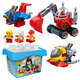 Variety engineering car screwdriver excavator crane large particles plugged lego building block children's toys 9721 aircraft 17 particles 1 doll