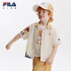 Fila Fila Children's Clothing Children's Casual Comfortable Tops 2024 Autumn Boys' Woven Short-Sleeved Shirt Trendy Maltose White-IV 120 cm