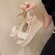 Woodpecker Keilsandalen Damen Sommer Fee Stil Riemen mit Rock 2025 Neuer Stil Dicke Sohle Erhöhte römische Sandalen Cloud Beige 35