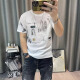 COLORFUL GEMS麻棉恤男士新款印花短袖体恤衣服半袖上衣 829灰色 M