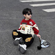 Шол-маскировки Cool Sheep Boy Nezha Set Spesing и осень-стиль 2025 Новый детский модный осенний модный мальчик спортивная одежда с двумя частями Red Lights 100
