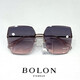 Tyrannosaurus Bolon25 Brille Frauen Schmetterling BL7170 Rahmenlose Sonnenbrille Mode und personalisierte Schönheitsspiegel BL7170-A35 Grau Full Color