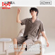 
Catman MIIOW pure cotton pajamas men's summer cardigan short-sleeved loose 2025 new style can be worn on the outside lapel home clothing two-piece set 9227 [pure cotton loose style] 4XL [190-210Jin[Jin equals 0.5 kg]]