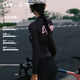 EVR cycling suit women's printed long-sleeved top dopamine high elastic fully transparent mesh fabric road bicycle explore black M