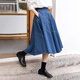 Retro flower bud denim skirt for women 25 summer new style college style skirt DDS2BD5920 B59 denim blue M