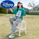 Traje de verano de Disney Girls Failable y de moda para niñas de moda de 12 a 15 años de niños Moda de dos piezas Top verde de verano + Pantalones grises 677 150