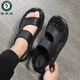 Holzspecker Herrenschuhen Sommer 2025 Neue Sandalen Herrenleder lässig Outdoor Outdoor Outdoor Outdoor Sohle Wear-Resistant Langable und Anti Slip 9715 Black Upgrade 42