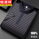 Hengyuanxiang brand mulberry silk short-sleeved T-shirt for men's lapel summer silk thin middle-aged high-end striped polo shirt 13691# Navy Blue M 48 [Suggested 100-120Jin [Jin equals 0.5 kg]]