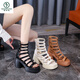 Woodpecker European Station Hollow High Heel Roman Shoes Women's 2025 Summer New Open-toe Waterproof Platform Back Zipper Thick Heel Sandals Off-white HS1389 34