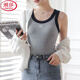 LangSha (LangSha) pure cotton with chest pad all-in-one color-blocking vest suspender, versatile summer women's inner wear and outer wear bottoming top, gray fixed one-piece cup L 110-140Jin Jin equals 0.5 kg