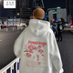 
Wu Quanwan Fat Brother Fatty 90-230Jin[Jin equals 0.5 kg] Sakura Sweater High Street Ins Thick Hood Autumn and Winter Style Hip Hood Men's Fashion Brand Loose Street Blowing Hiphop Jacket Trendy and Weight WY679/Black XL