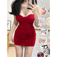 忆静萱（YIJINGXUAN）夜店2025春季新年战袍红色抹胸连衣裙女辣妹紧身收腰内搭打底包臀 红色/RED【显身材巨好看】 M 建议【90-105斤】