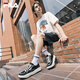 FILA 斐乐官方男鞋COOKIES复古帆布鞋2025夏新款曲奇鞋时尚休闲鞋 黑/奶白-BG 42