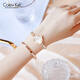 Colevkie watch official 2024 new watch for women students and women niche light luxury women's watch 9215 rose shell white diamond + gift box set + bracelet + cast