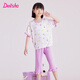 
DEESHA [ice silk is smooth] Girls' spring and summer pajamas 7A antibacterial thin short-sleeved cropped pants air-conditioning clothes for children's home clothes