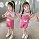 
Kexin Baby Girl Summer Strawberry Bear Overalls Two-Piece Set 2025 New Fashionable Short Sleeve Striped T-shirt Set Children's Trendy Rose Pink 110 Size Recommended for 3-4 years old (about 105 height)
