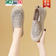 CARTELO lace mesh breathable inner heightening fisherman shoes women thick sole 2025 summer thin hollow cloth shoes small size casual shoes JST 1283 Khaki 34