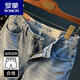 
ROMON Summer Casual Shorts Men's Large Size Light Color Pure Cotton Five-Part Jeans Trendy Embroidery High-end Men's Straight-Part Mid-Part Blue [XY9922] 28 Suitable for weight 95-108Jin [Jin equals 0.5 kg]