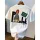 Pang Donglai large size 200 Jin [Jin equals 0.5 kg] round neck short-sleeved T-shirt for men 2025 summer Hong Kong style printed cotton T-shirt plus fat plus size men jsw9929 white 10XL m Recommended 90-108 Jin [Jin equals 0.5 kg]