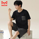 
Cat Man (MiiOW) Summer Men's Pajamas Imitation Cotton Pull-up Short Sleeve Shorts Casual Large Size Teenagers Can Wear Thin Home Clothing Men A3523 L