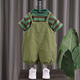 [Traje de pandeliers] ropa para niños para niños correa de color sólido 2025 pantalones sueltos de verano traje verde musgo 100